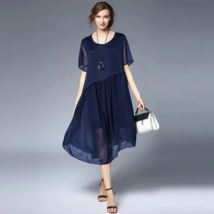 Женское шифоновое платье большого размера офисное 4XL 2019|Женские платья| |