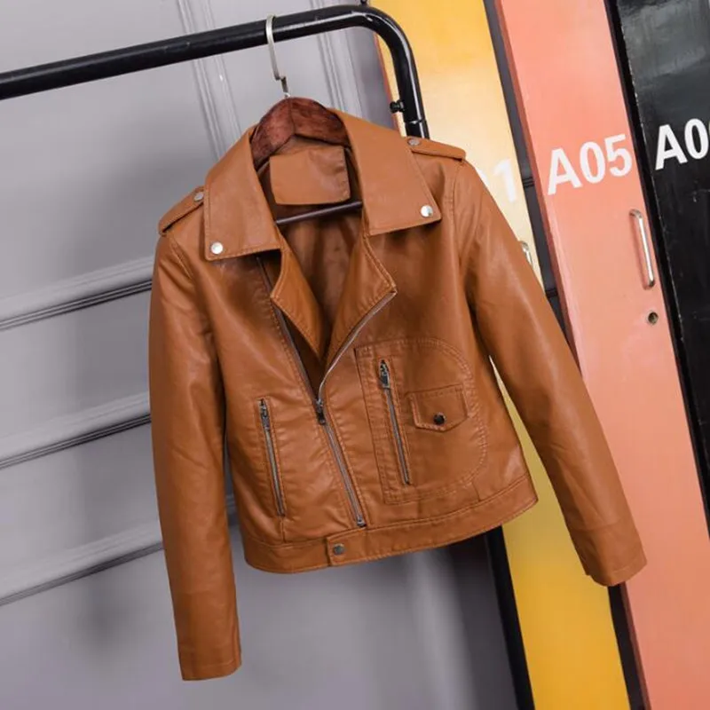 ZXRYXGS Women Spring Autumn PU Leather Jacket Casual Slim Soft Moto Biker Faux Fashion Clothing | Женская одежда