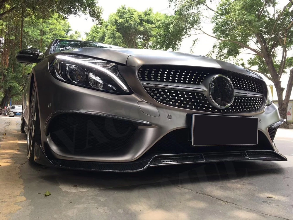 Передний бампер из углеродного волокна для Mercedes Benz C63 AMG C180 C200 2015 2017|Амортизаторы| |