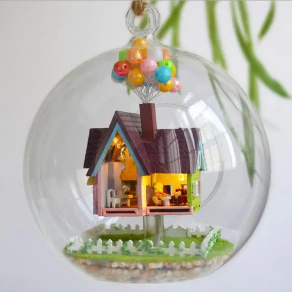 Продвижение diy стеклянный шар деревянные кукольные домики Миниатюрный Кукольный домик с Funitures мини Каса Модель Строительный набор подарочные игрушки - Цвет: B006