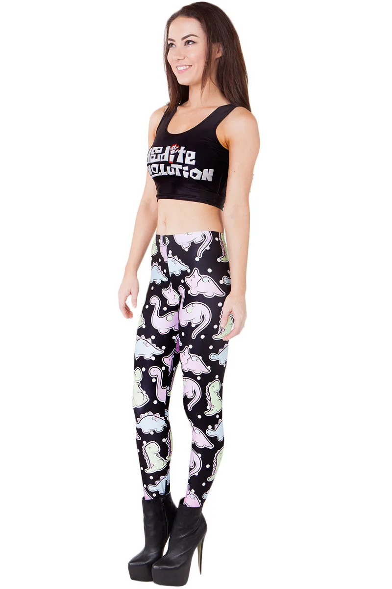

Elastic Casual Pants 3D Digital Printing Color dinosaurs Pattern Women Leggings 7 sizes Fitness Clothing Free Shipping