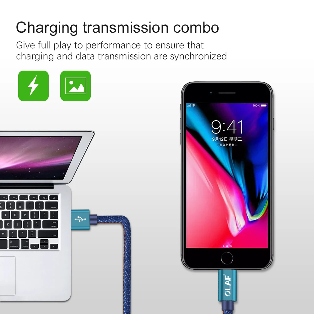Кабель Micro USB Olaf 1 м 2 Быстрая зарядка для синхронизации данных плетеный медный