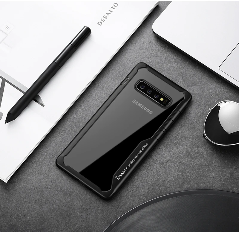 IPAKY противоударный чехол для телефона для samsung Galaxy S10 Plus Роскошный прозрачный кремний TPU чехол для samsung S10E чехол