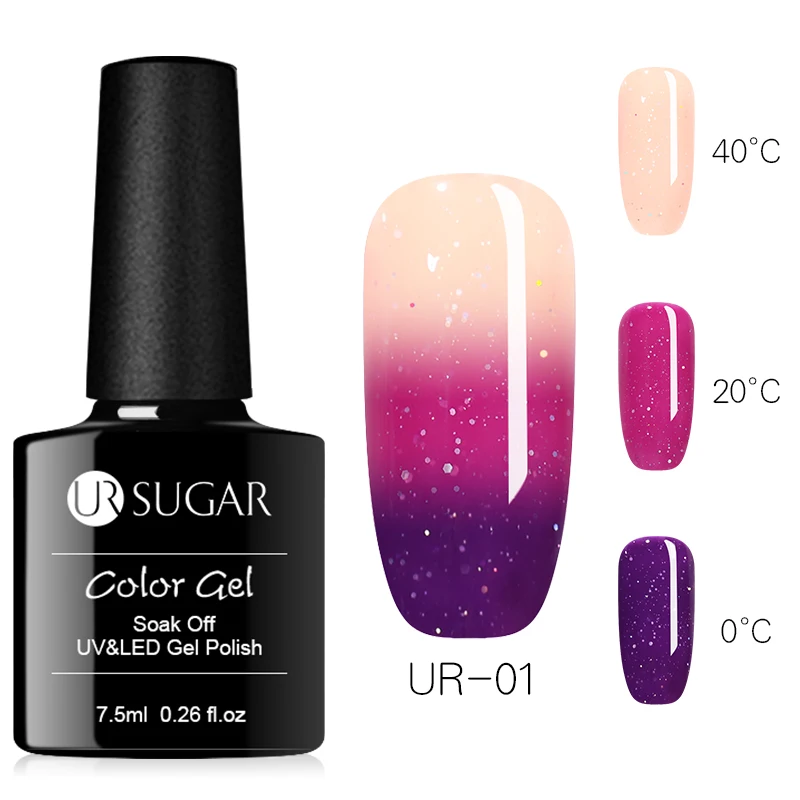 1 Ur Sugar 7,5 мл голографический Гель-лак для ногтей, меняющий цвет, 3 цвета, блестящий термальный Гель-лак, впитывающий УФ-лак - Цвет: 1