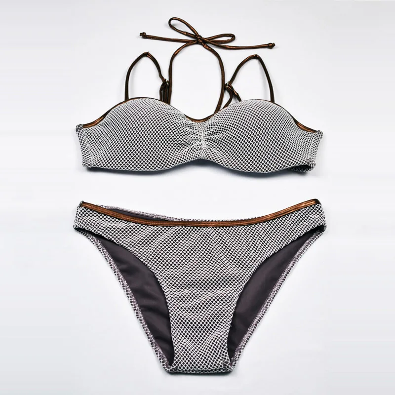 Сексуальный бразильский комплект бикини AIRGRAICAIS Женский однотонный сетчатый