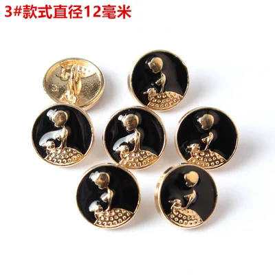 C 12mm 20Pcs/lot 11-12.5mm high-grade round button black gold white metal button men and women shirt clothes decorative buttons C086 - Цвет: C 12mm