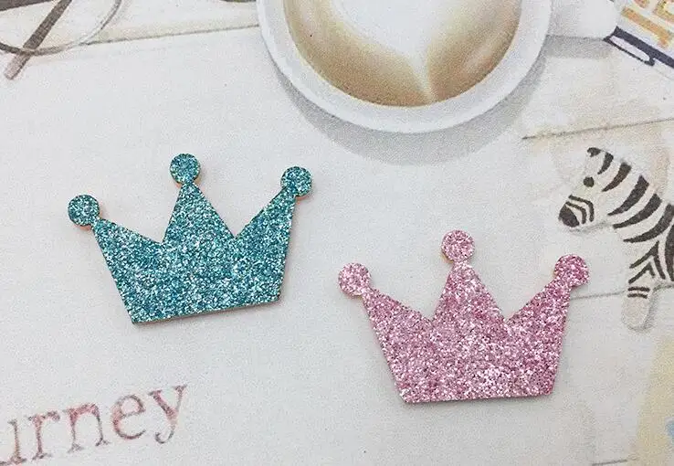 60шт/лот 3.5x2.5см Аппликации в форме короны с блестками и глянцем на заколках для детских аксессуаров BB-клипов.