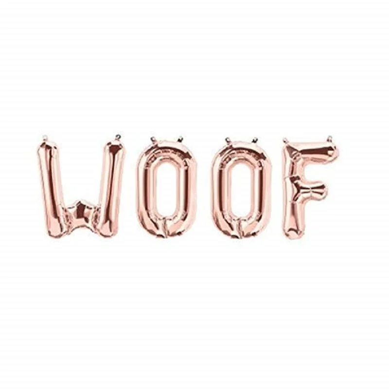 Розовое золото Woof Ballon собака День рождения украшения буквы фольги Воздушные шары