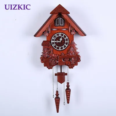 Модные настенные часы cuckoo с резьбой по дереву винтажные бесшумные для детей