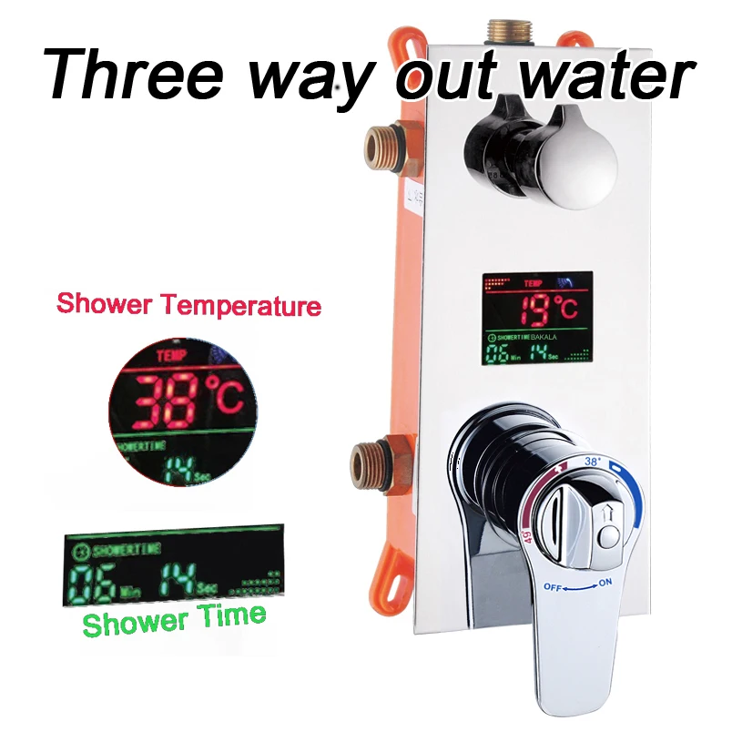 

Wall Mounted Digital Shower Mixer Valve Control with Display Intelligent Pre-box Bath Shower Panel Shower Mixers Chrome Finish