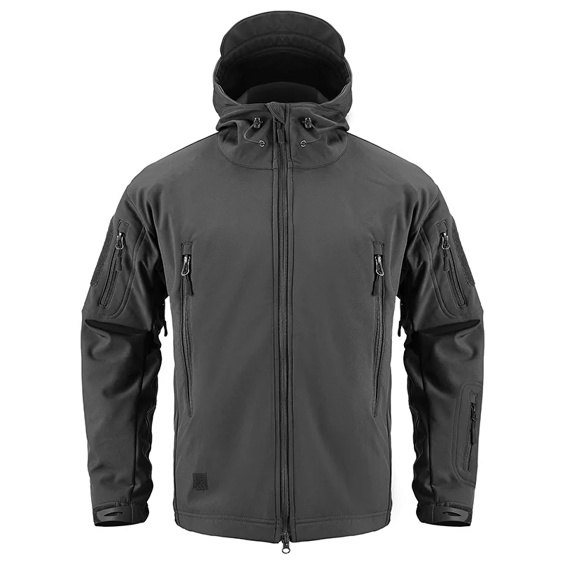 Gray Refire gear темно-синяя мягкая оболочка военная куртка мужская водонепроницаемая армейская тактическая куртка пальто Зимняя Теплая Флисовая ветровка с капюшоном - Цвет: Gray