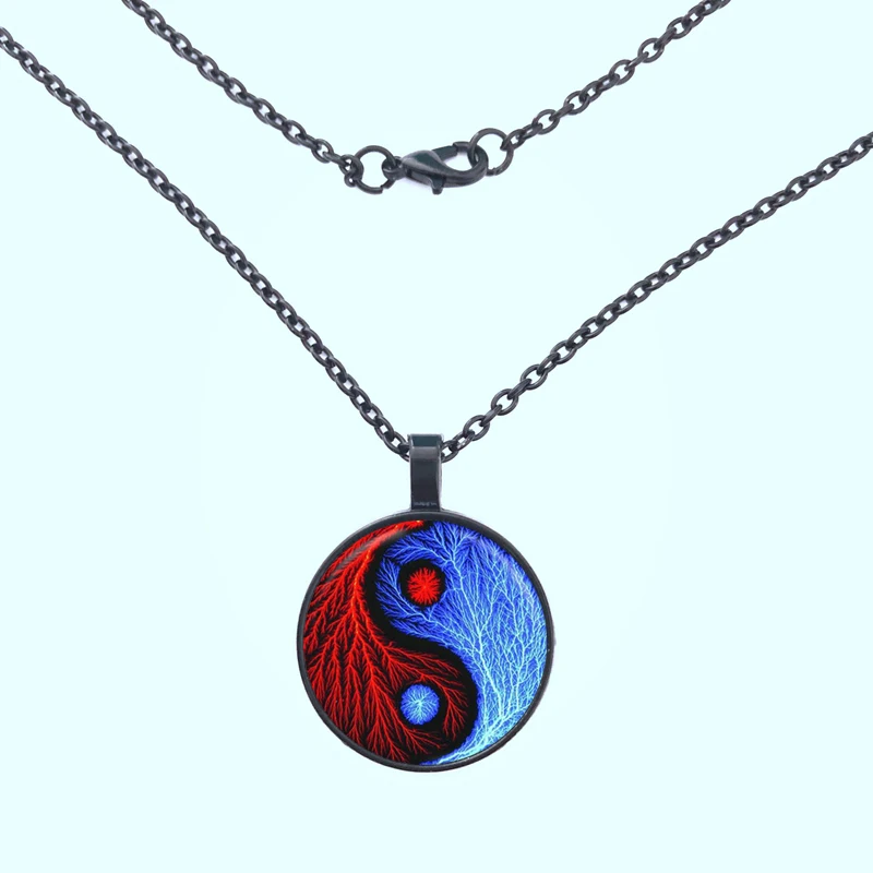 Ожерелье с подвеской Yin Yang ожерелье из стекла купольное модное кристаллом для