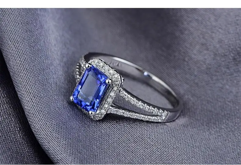 0.7 carat 925 sterling silver diamant ring sapphire tanzanite wedding engagement jewelry US size from 4.5 to 9 (LA) | Украшения и