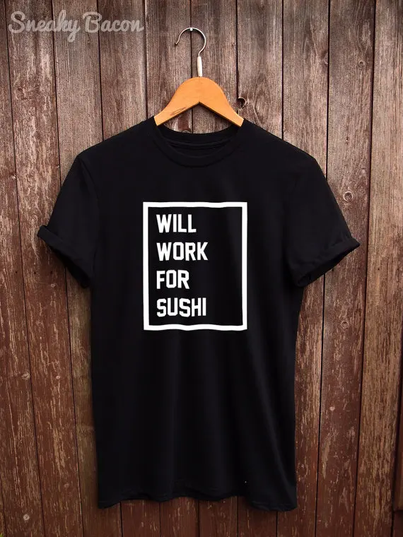 Футболка с надписью Funny Sushi черная футболка sushi gift белая дизайнерские clothing C521|sushi