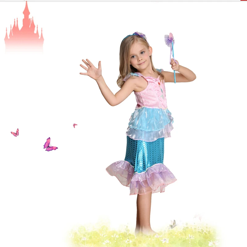 Карнавальный костюм на Хэллоуин и Рождество для детей Нарядное платье Русалочки