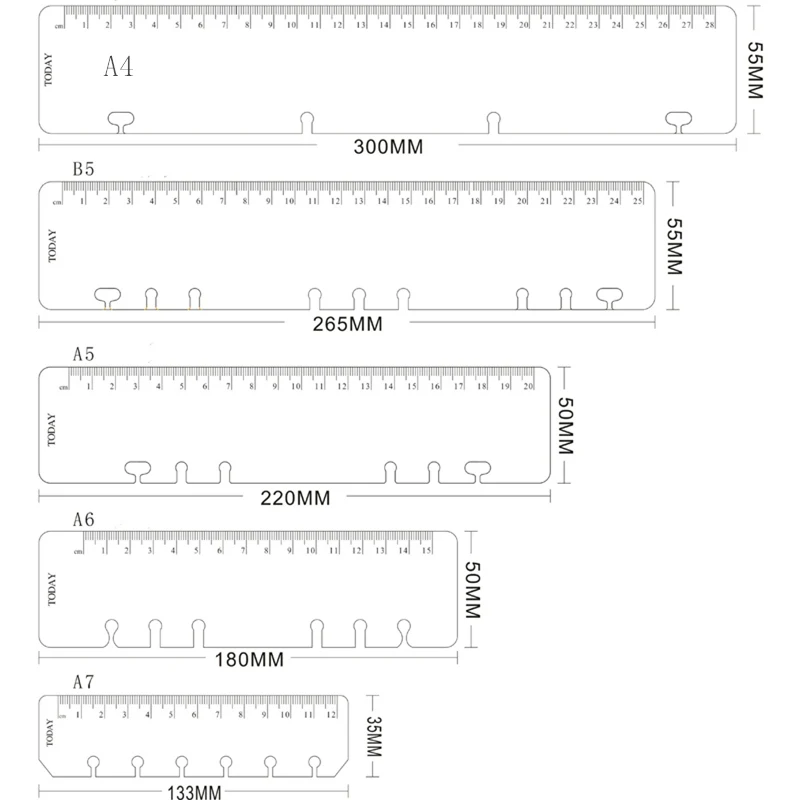 Линейка Для закладок со свободными листами Бронзирующая линейка A5/A6/A7/B5/A4 прямая 2