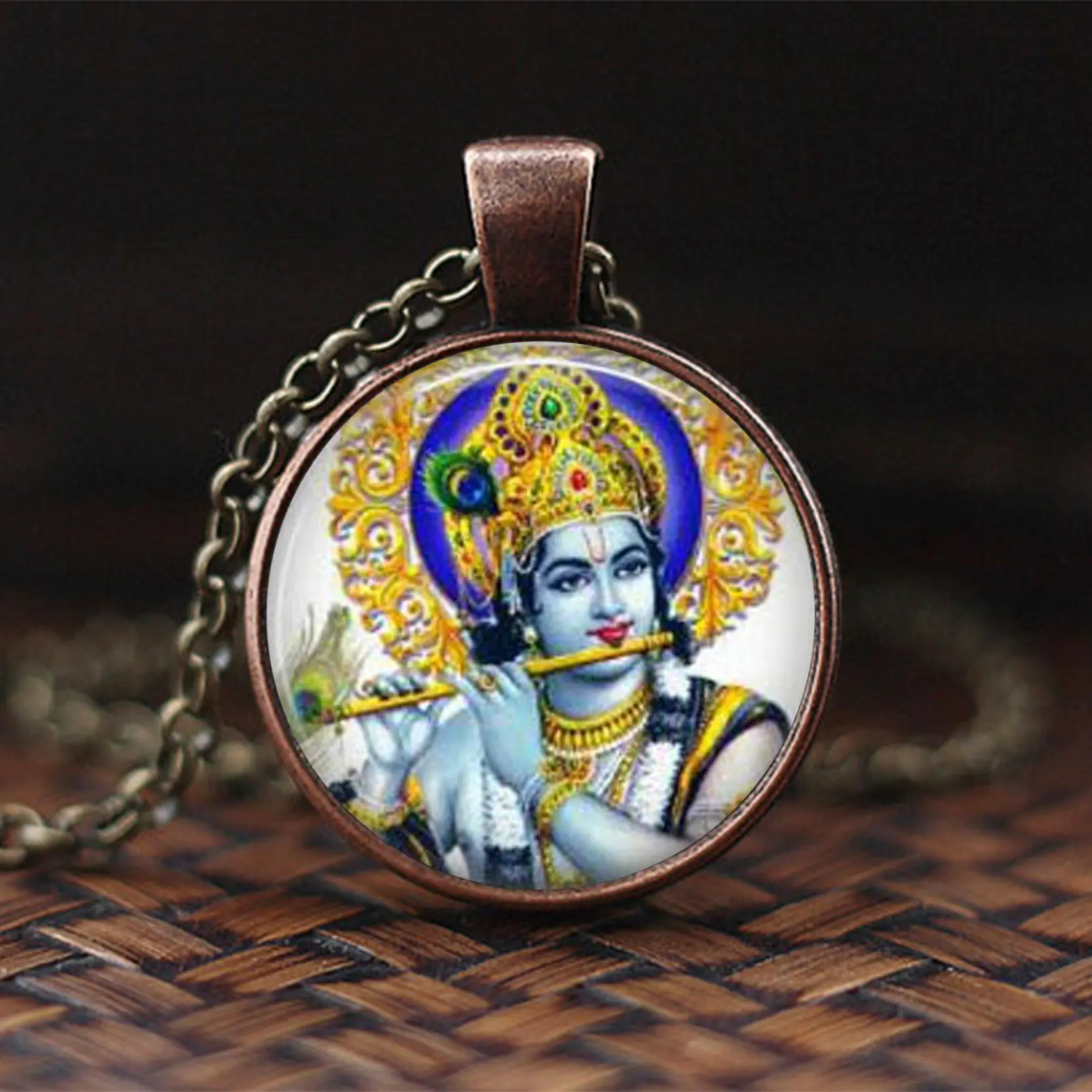Lakshmi Goddess Glass Dome Fashion Accessories Necklace Jewelry Hinduism Amulet Charm Cabochon Pendant for Him or Her | Украшения и