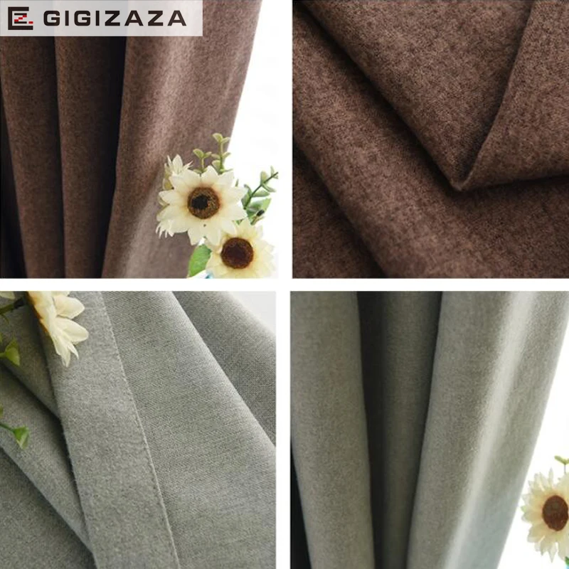 GIGIZAZA Мягкий сенсорный Твердый искусственный шелк хлопок жалюзи коричневый серый черный занавес для гостиной украшение драпировка Cortina для кухни