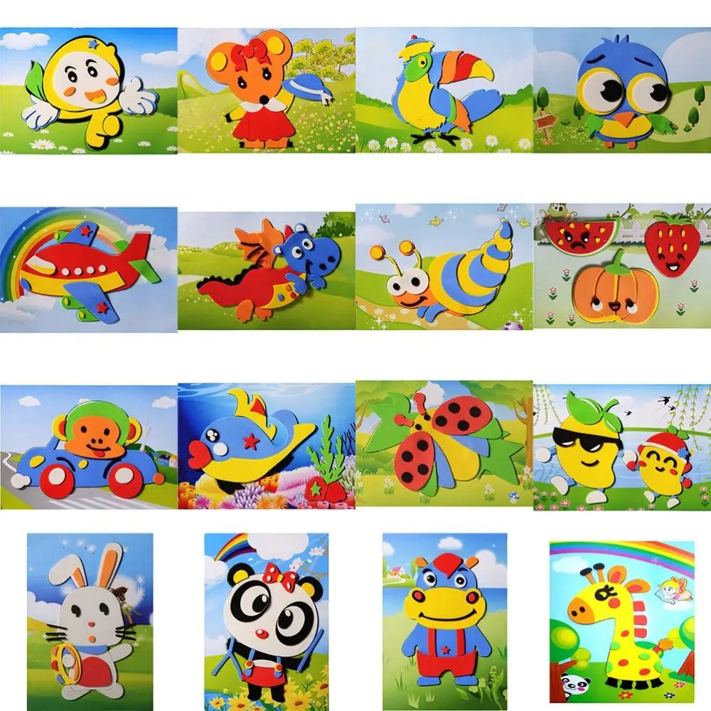 Handmade Learning Toy 3D DIY EVA Foam Sticker Cartoon Animal 7.09"*5.12" Puzzle Baby Leaning Educational Toys | Игрушки и хобби