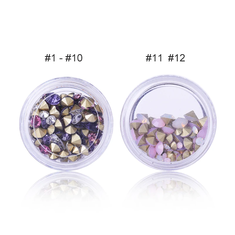 16 узоров Стразы для ногтей набор многоразмерные острое дно смешанные цвета