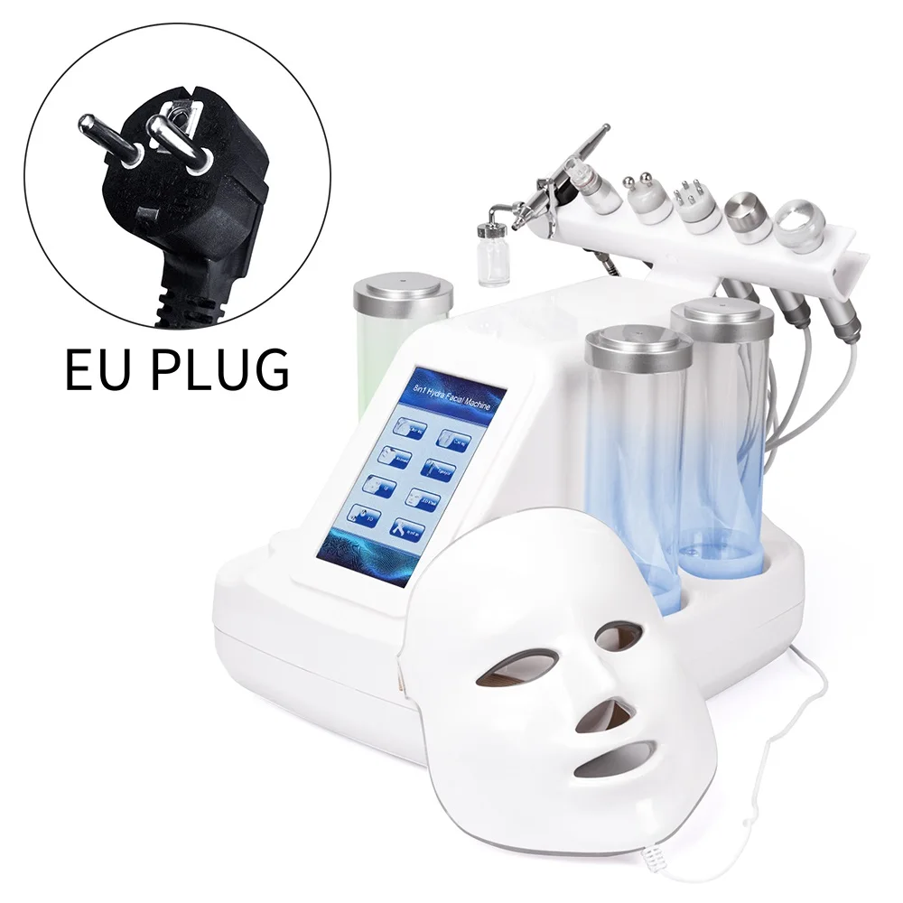 EU Plug ForeverLily 7 в 1 дермабразия Гидра машина кислород инъекции кожи красота Очищение лица пузырь машина фотон уход за кожей - Цвет: EU Plug
