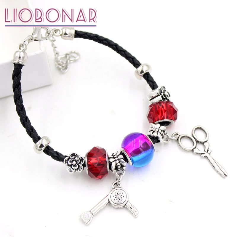 10 шт. оптовая продажа плетеный кожаный браслет аксессуары для волос ножницы фена