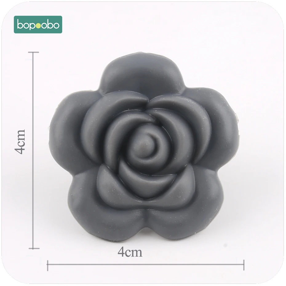 Bopoobo-Cuentas de rosas de silicona para beb&eacute;, mordedor de grado alimenticio, joyer&iacute;a de enfermer&iacute;a, juguete sensorial para masticar, 1 ud.-3