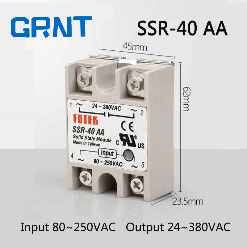 Фото SSR 40AA Однофазный AC в твердотельный релейный вход 80 ~ 250VAC выход 24 380VAC Реле SSR 40AA Однофазный AC в твердотельный релейный вход 80 ~ 250VAC выход 24 380VAC Реле