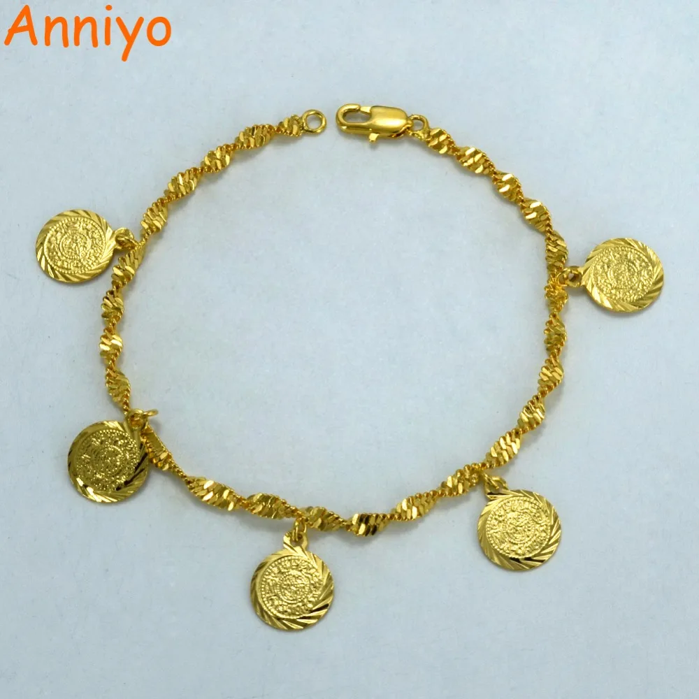 Anniyo 20 см металлические браслеты с монетами для женщин арабские монеты амулеты