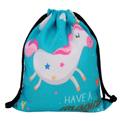 Jom Tokoy модная сумка на шнурке с 3D принтом Единорог Mochila Feminina рюкзак на шнурке Женский Повседневный Рюкзак для девочек - Цвет: skd29048