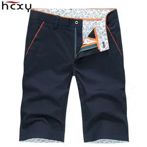 Шорты HCXY мужские повседневные, хлопковые облегающие Бермуды, однотонные до колена, размеры 38, лето 2021