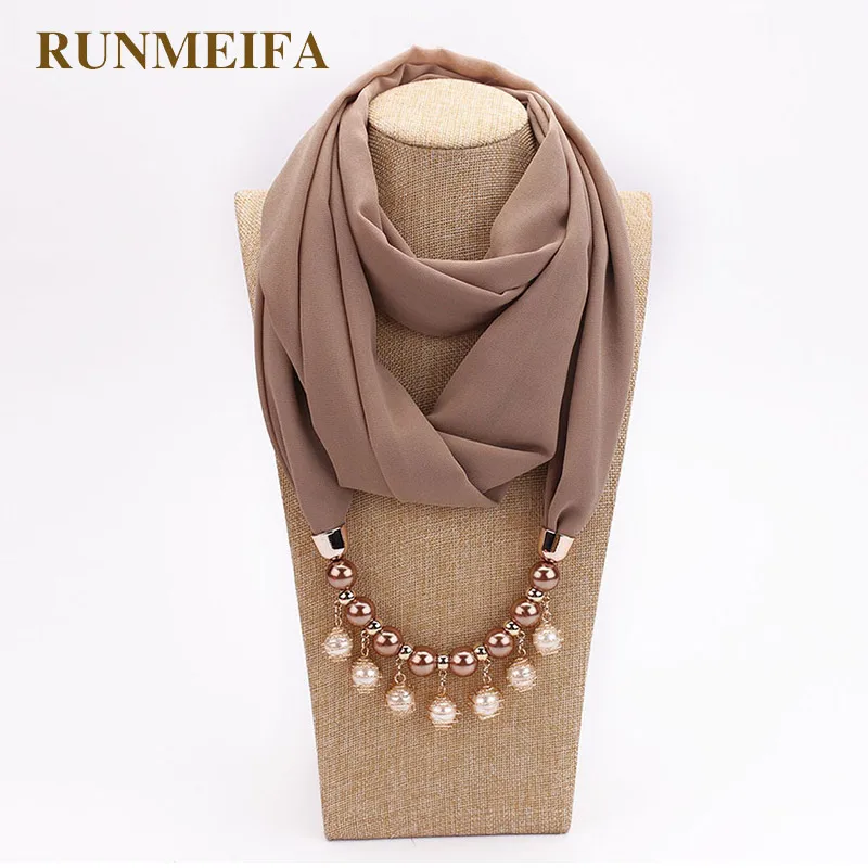 Ювелирные изделия RUNMEIFA подвески ожерелья шарф однотонный шифоновый хиджаб