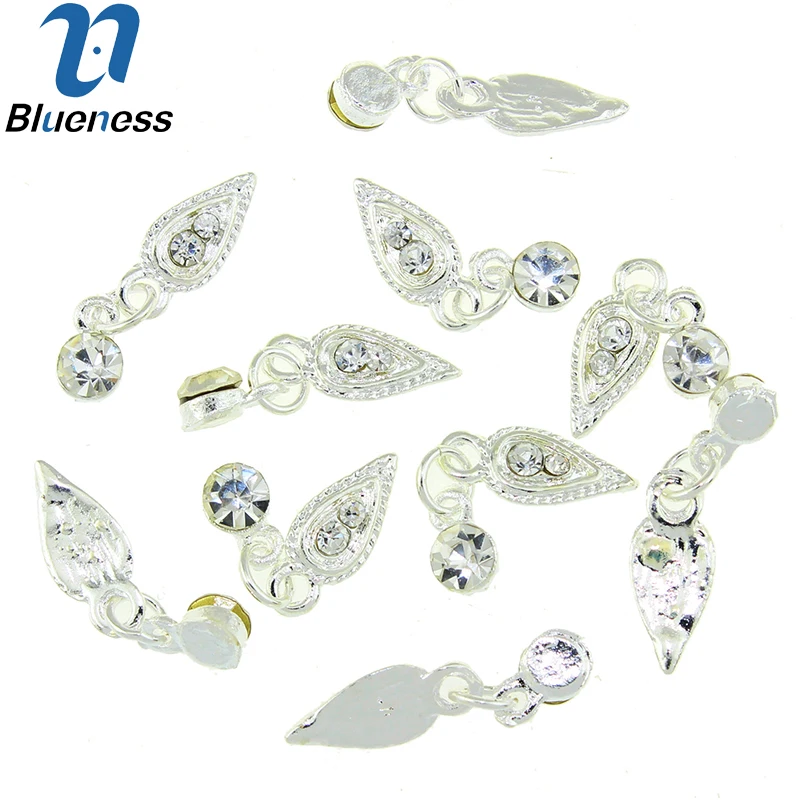 10 шт./лот дизайн ногтей 3D Подвески Стразы маникюрные аксессуары из серебристого