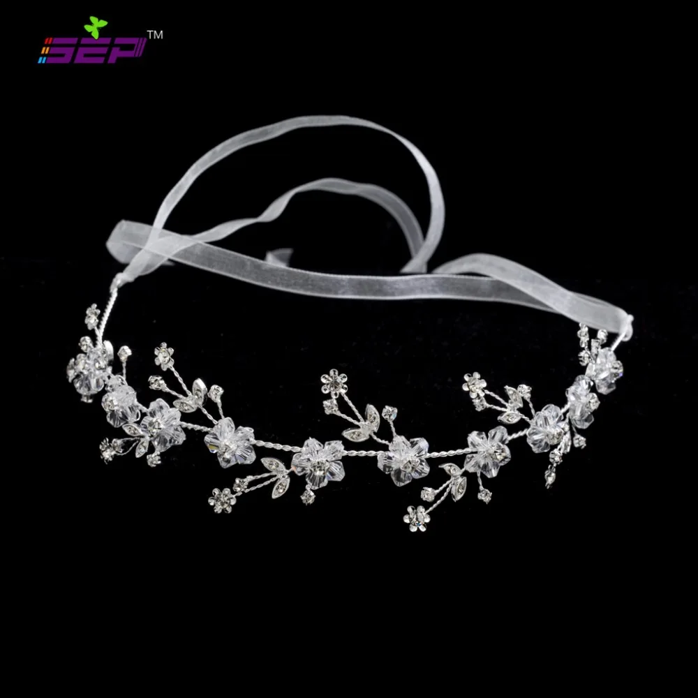 Мягкая Кружевная повязка на голову с цветами и стразами для свадьбы аксессуары