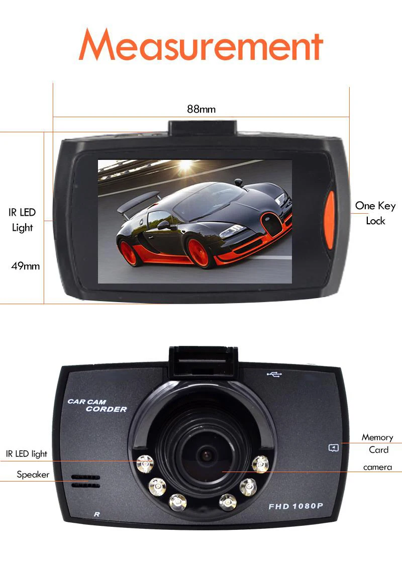 Cemichen Full HD 1080 P Автомобильный видеорегистратор 2,7 дюймов ips экран Автомобильная камера с двойным объективом видеорегистратор ночного видения g-сенсор Регистратор