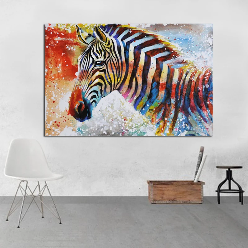 GOODECOR красочная Зебра Настенная картина Современная животная Картина на холсте