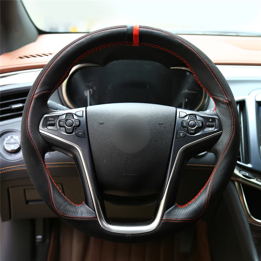 MEWANT черная замша искусственная кожа для Buick Lacrosse 2013 2014 2015|Чехлы на руль| |