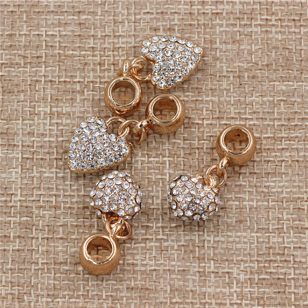 Сердце ШАП Подвеска Шарм полный горный хрусталь Бусины Fit Pandora женские Diy браслеты ювелирные изделия