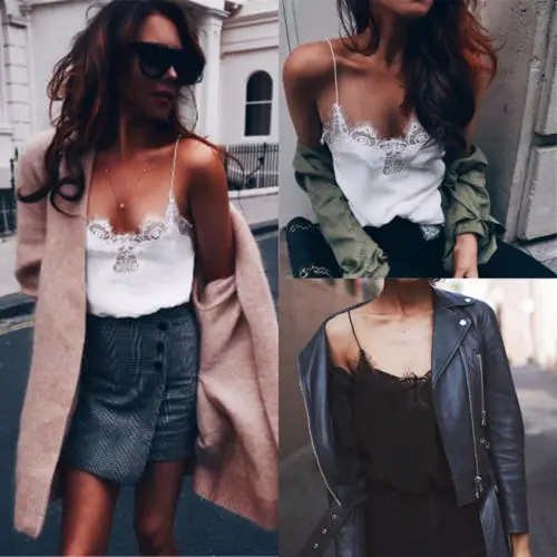 Модные женские Для женщин Sexy v образным вырезом Летняя майка без рукавов