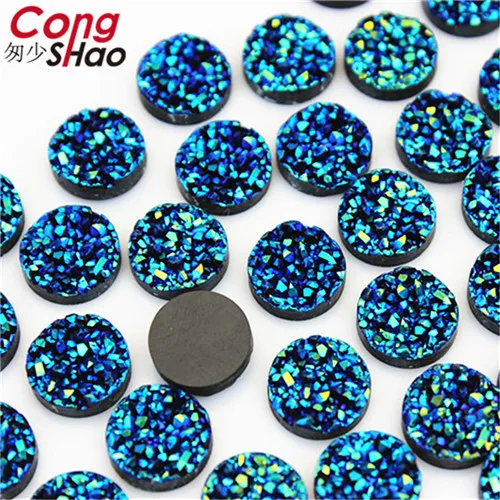 Black AB Bling AB Цвет 50 шт. 12 мм вогнутая минеральная поверхность круглые полимерные Стразы плоский с оборота камень Кабошон DIY Свадебные украшения 8Y82 - Цвет: Black AB