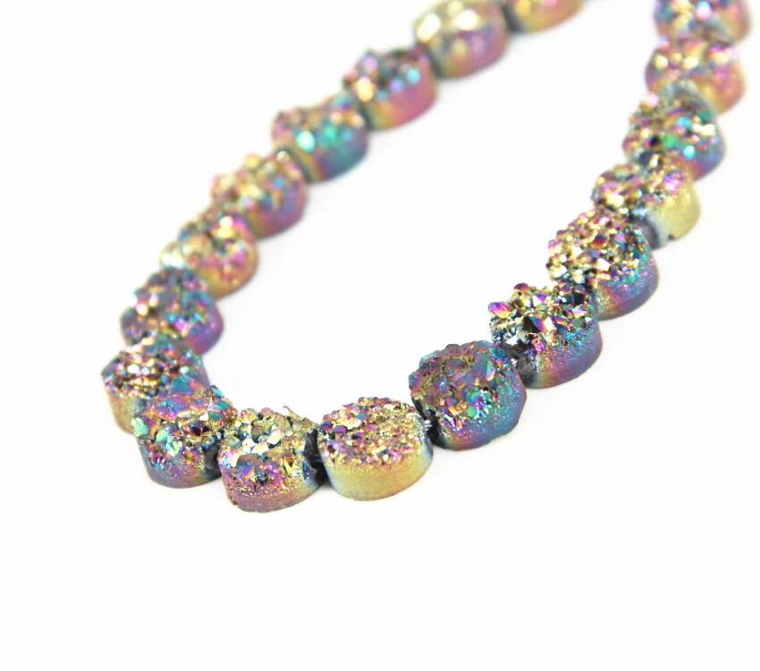 10 мм сырье Druzy свободные Бусины монет Подвески Jewelry натуральный Камни блестящие