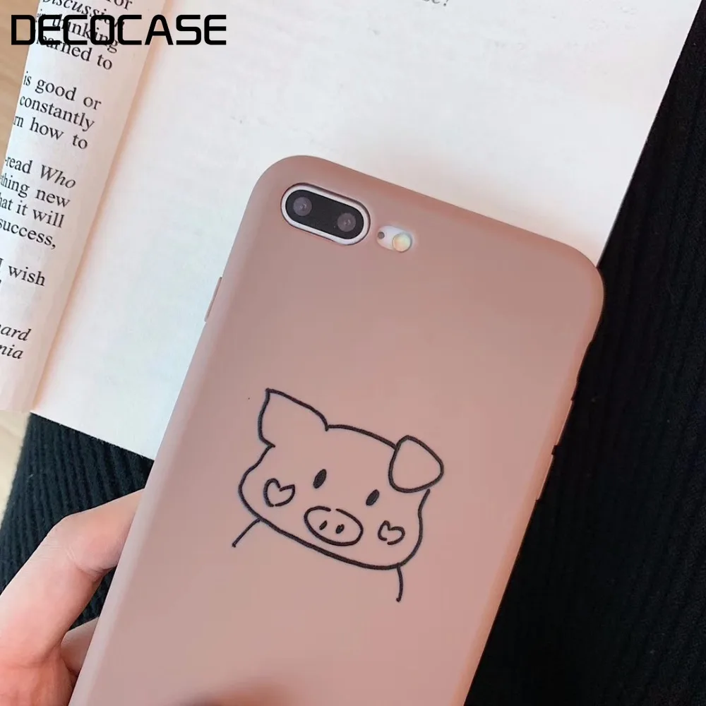 DECOCASE Симпатичные свиньи печать серый Шоколад Мягкие силиконовые для женщин и