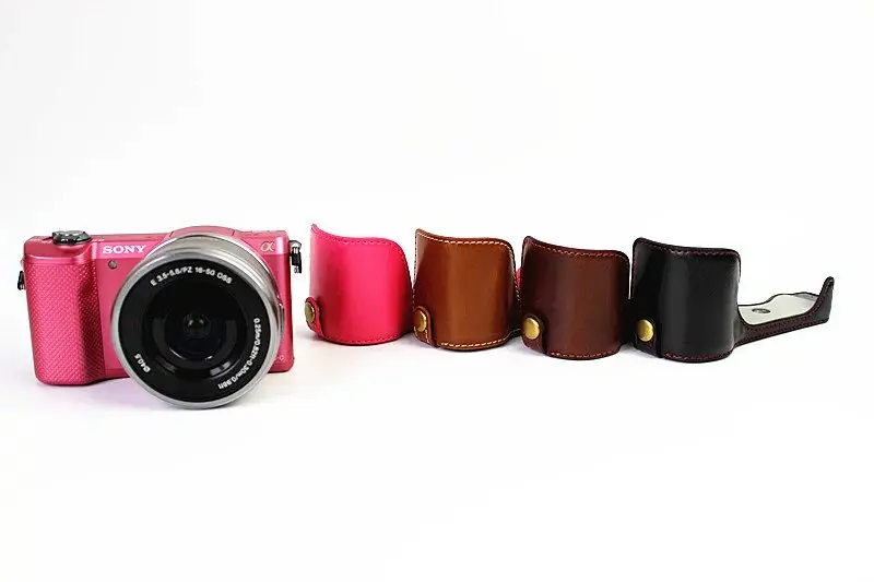 Чехол сумка для камеры Sony A5100 A5000 комплект из искусственной кожи с открывающимся