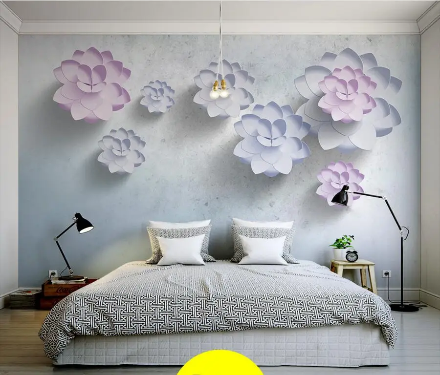 

Latest 3D stereo simple plain flowers modern wallpaper,living room tv sofa wall children bedroom large murals papel de parede