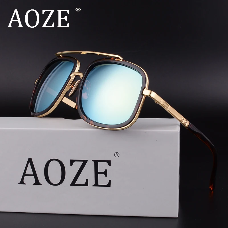 AOZE негабаритных ретро бренд стимпанк Солнцезащитные очки UV400 для мужчин женщин розовые зеркальные солнцезащитные очки анти UVA очки D1828