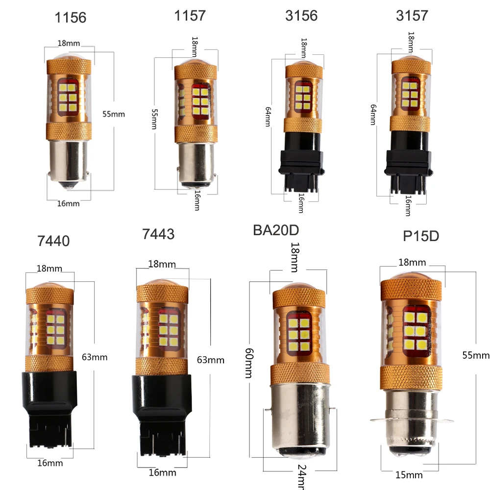 YM E яркий 2 шт. 1156 1157 3156 3157 7443 7440 BA20D P15D 1680Lm Задние огни 12V 24V фары бесполярности