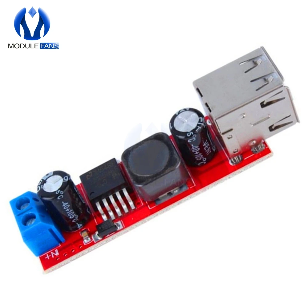 С источником питания от постоянного тока, 6 V-40 V до 5V 3A двойной USB зарядка DC-DC понижающий преобразователь модуль для автомобиля, мотоцикла, Зарядное устройство LM2596 двойной два порта USB