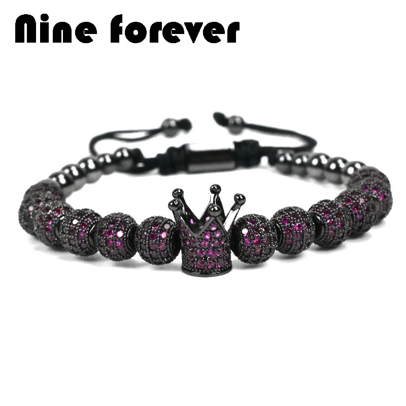 

Nine forever Charms CROWN Bracelet Men Jewelry Beads Bracelets For Women Pulseira Masculina Bileklik Pulseira Feminina pulseras
