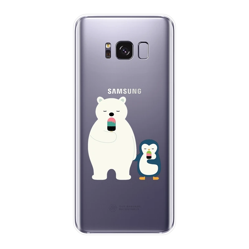ТПУ чехол для телефона Samsung Galaxy Note 4 5 8 9 силиконовый мягкий медведь Пингвин задняя