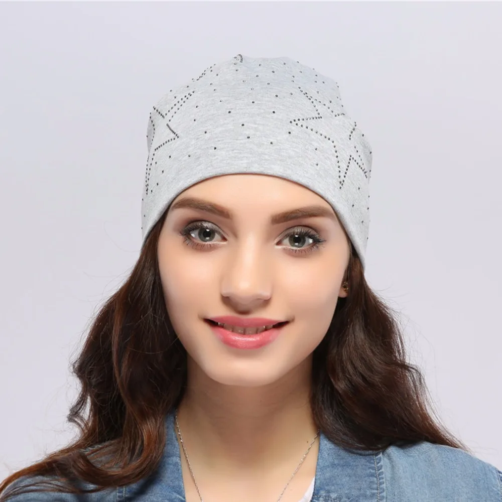 Geebro Женская облегающая шапка Осенняя Повседневная со звездами для женщин